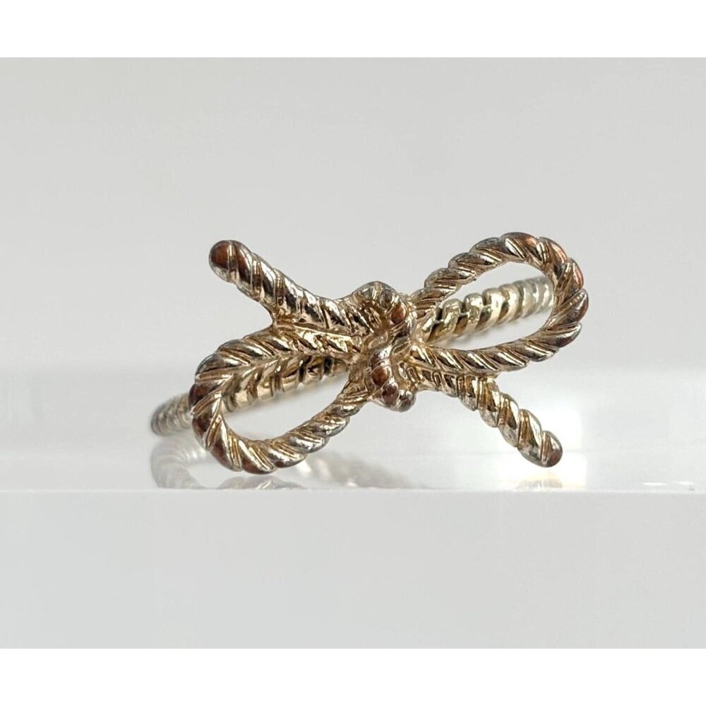 Rope Bow Minimalist Boho 90's Gold Toned Costume Jewelry Vintage Ring - sz 9.25